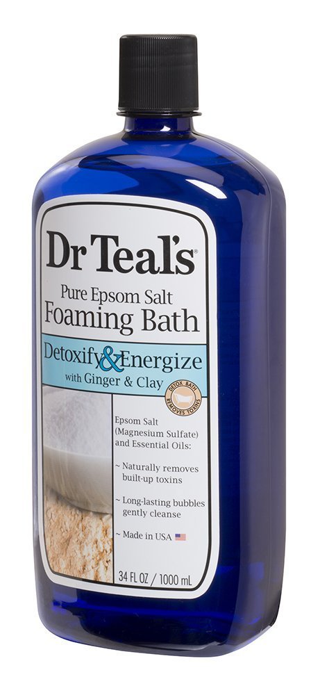 Dr Teal Detox Ginger & Clay Foaming, Bath 34 FL OZ, 2 Pack (Total 68 FL OZ)