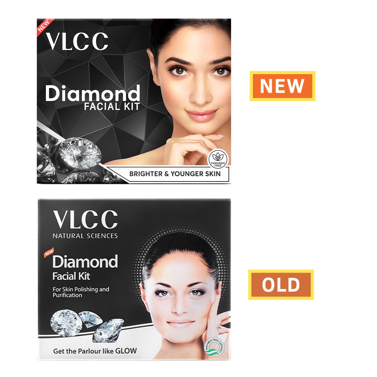 VLCC Diamond Facial Kit - 60g | Skin purifying with Parlour Glow | Improves Skin Elasticity, Brightens and Lightens Patchy Damaged Skin | With Colloidal Diamond, Jojoba Oil, Olive Oil & Aloe Vera.