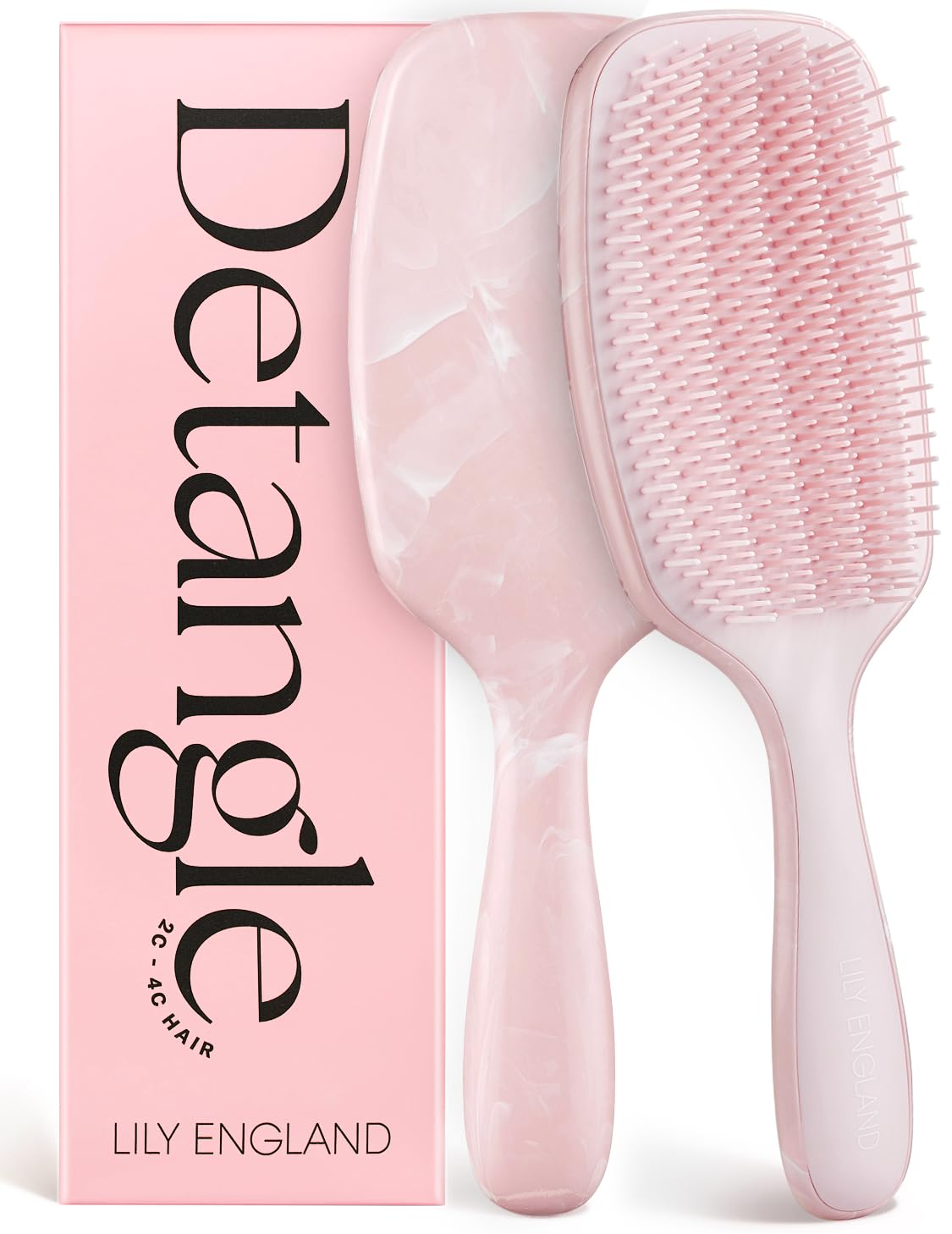 Lily England Curly Hair Brush - Detangling & Styling Tool with Flexible Bristles for Pain-Free Wet & Dry Curls (3c to 4c), Pink