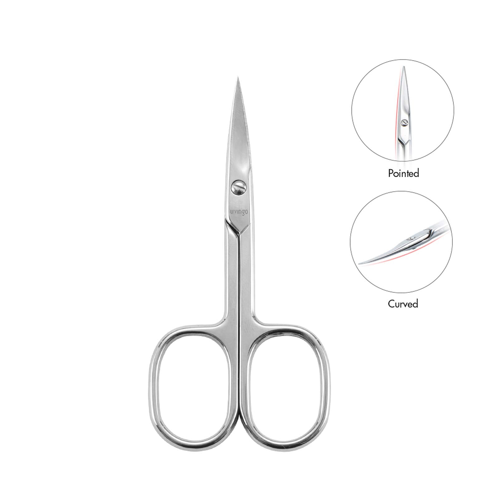 LIVINGO Premium Manicure Scissors Multi-purpose Stainless Steel Cuticle Pedicure Beauty Grooming Kit for Nail, Eyebrow, Eyelash, Dry Skin Curved Blade 3.5 inch