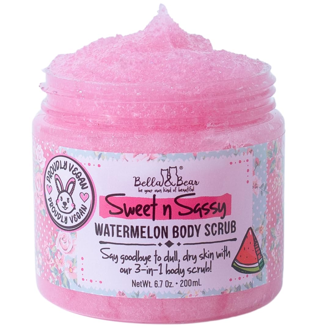 Bella & Bear Sweet 'n' Sassy Watermelon Mega Bath & Body Gift Set with Foaming Shower Gel & Bubble Bath, Bath Milk, Body Scrub & Lip Scrub and Lip Butter