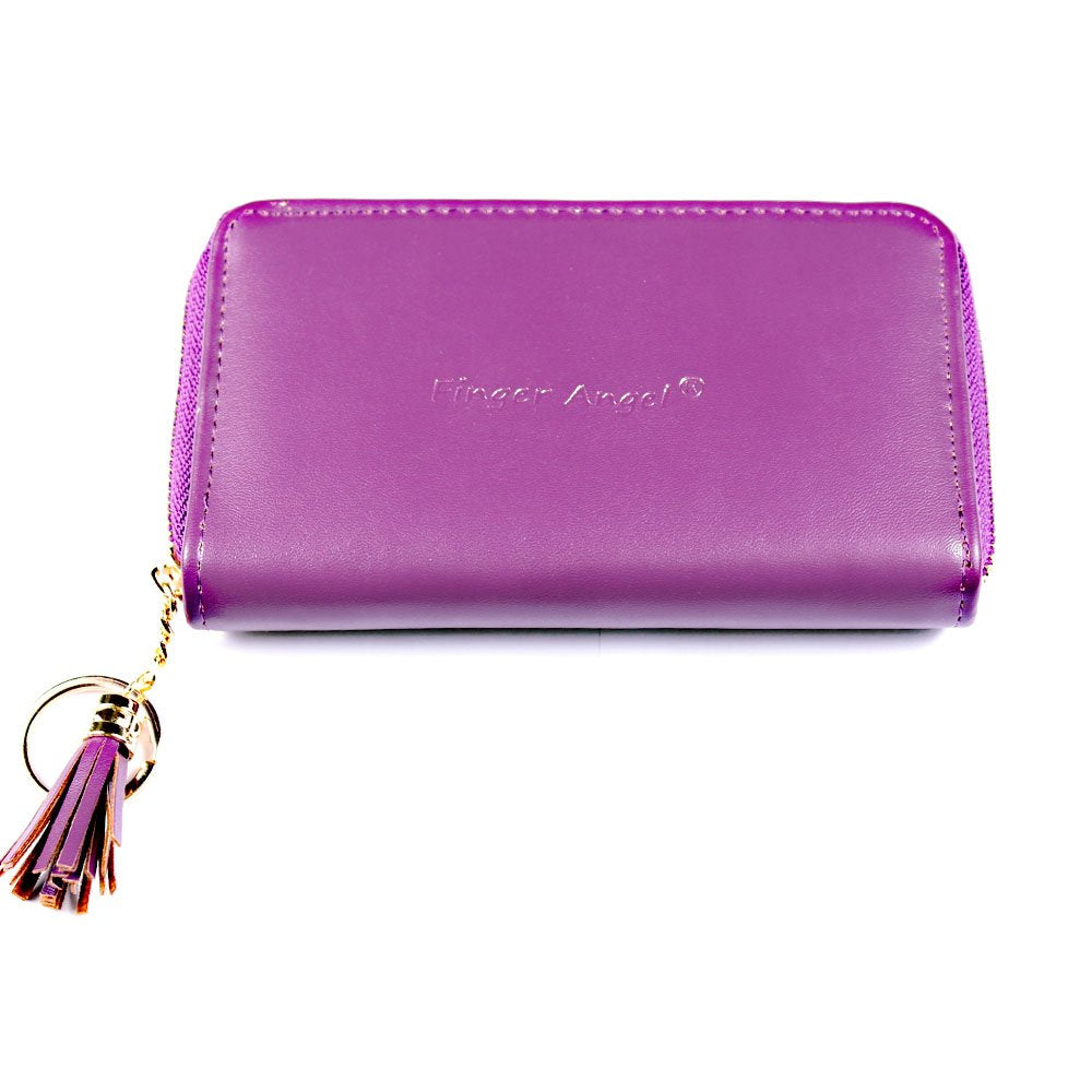 Fingerangel 24 Slots Nail Stamping Plate Holder Case Round Square Rectangular Nail Art Stamp Plate Organizer Purple Color Stamping Ablum