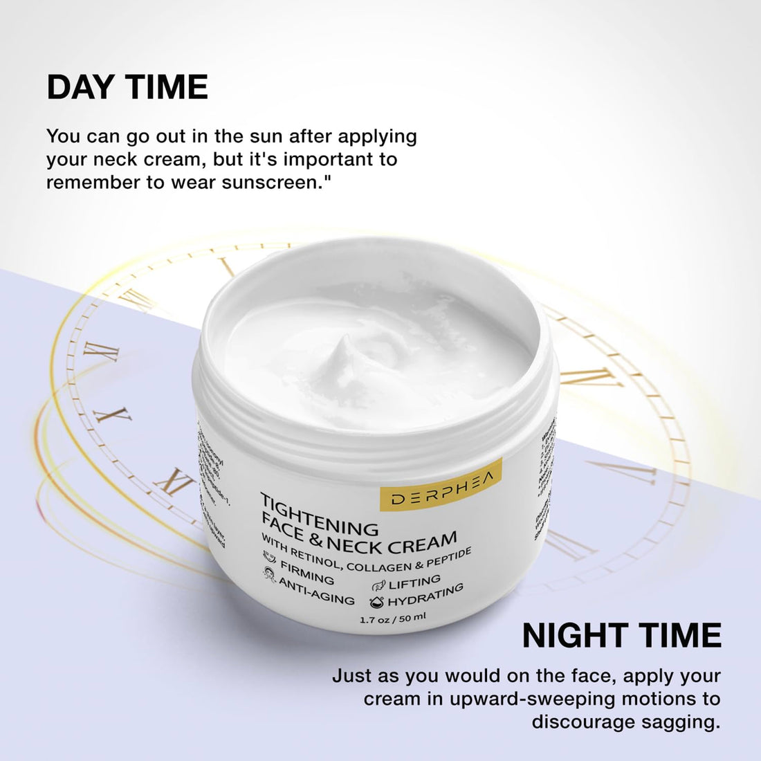 DERPHEA Neck Tightening Cream, Neck Cream, Face Firming Cream For Tightening & Firming Skin, Fine lines, Loose & Sagging Skin On Face, Neck, Or Other Skin Areas(1.7 OZ)