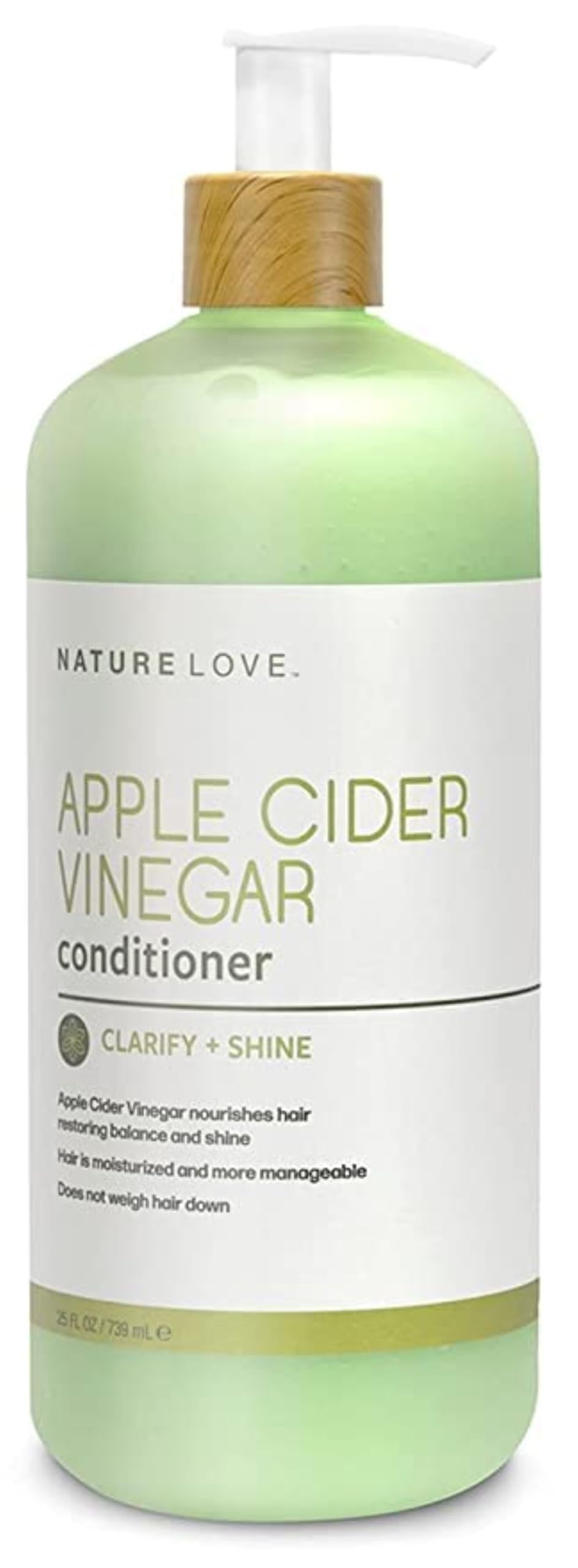 Nature Love Apple Cider Vinegar Conditioner | Clarify + Shine | Revitalize Hair and Scalp | Purifies Without Stripping | Paraben Free, Cruelty Free, Made in USA (25 oz)