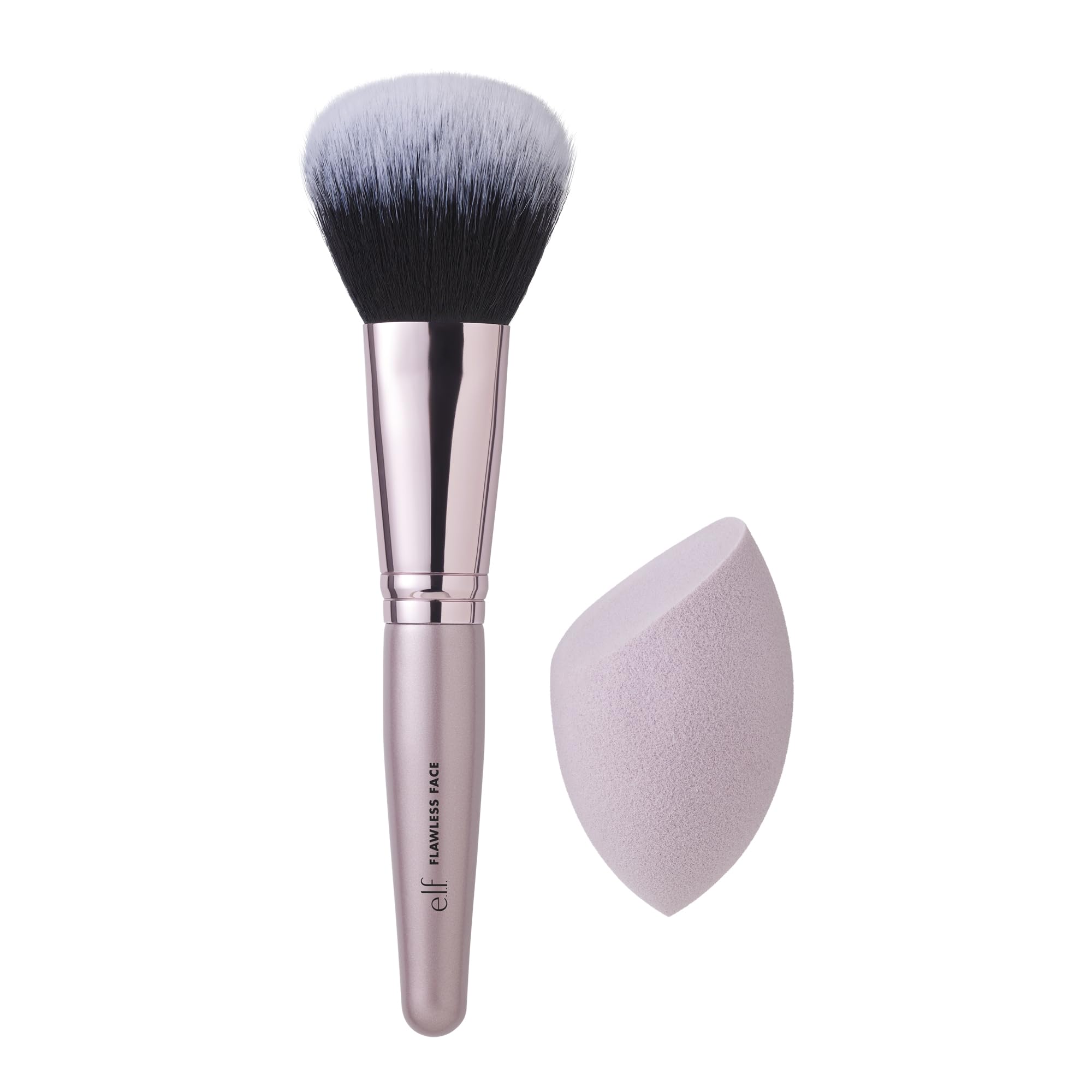 e.l.f. Cosmetics Complexion Brush & Sponge Duo, 2-Step Face Sponge & Makeup Brush Kit For Creating A Flawless Complexion, Great For Liquid Foundation