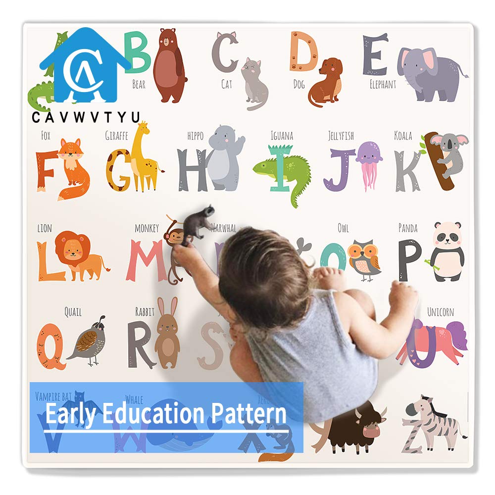 Splat Mat for Under High Chair, 51 SI Anti-Slip Waterproof Multipurpose Splash Mat, Washable High Chair Mat Floor Protection Table Cloth Portable Picnic Play Mat with Early Education Pattern