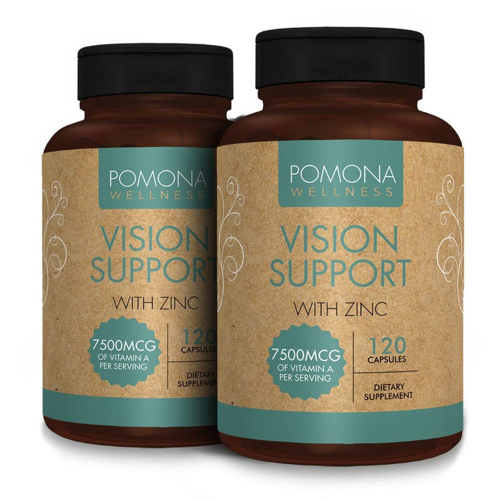Pomona Wellness Vision Support Supplement Multivitamin for Eye Health, Supports Healthy Vision Function, Dry Eyes and Overall Health with Zinc, Vitamin A, Non-GMO, 120 Capsules (2 Pack)