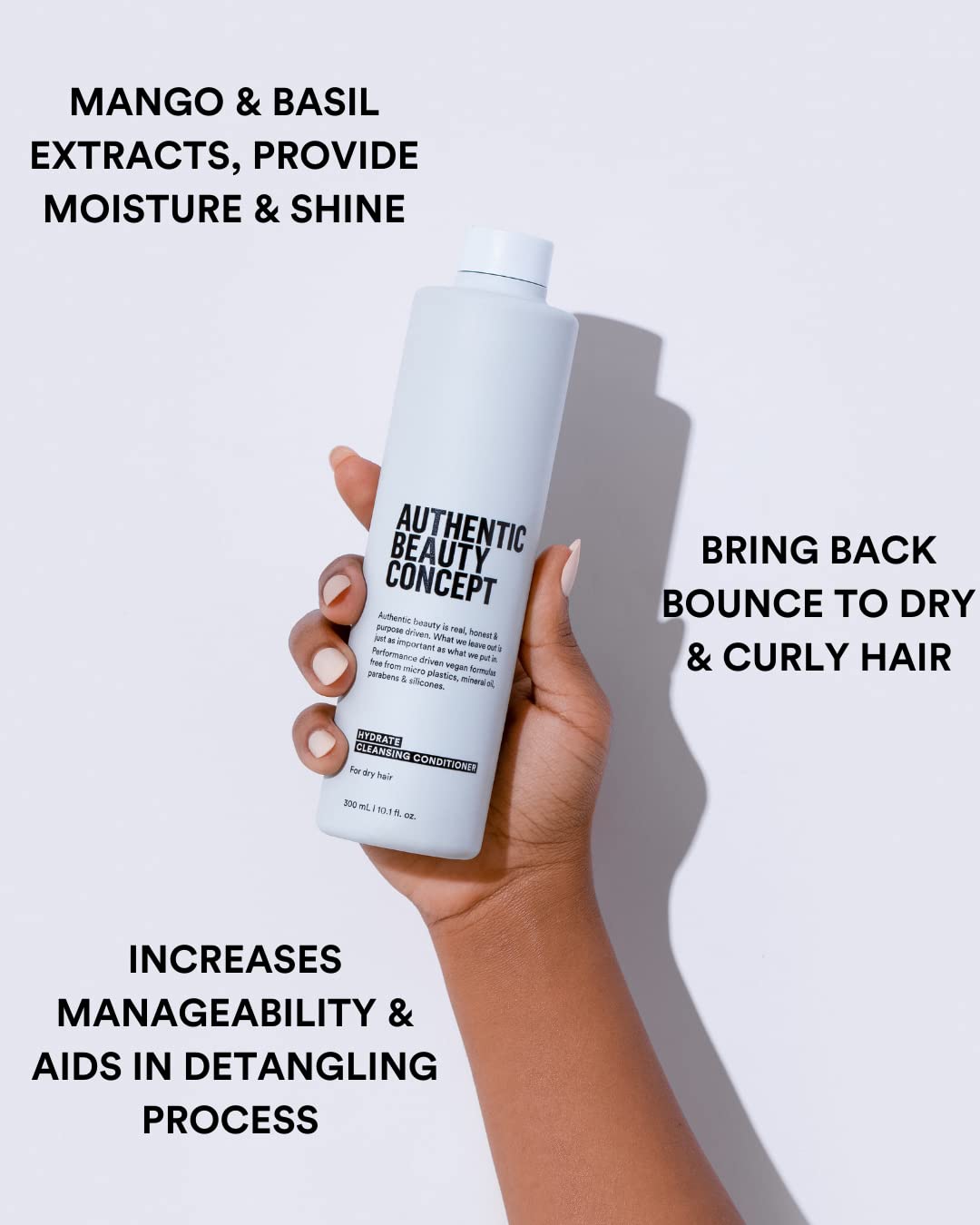 Authentic Beauty Concept Hydrate Cleansing Conditioner | Moisturizing Co-Wash | Increases Combability & Hydration | Normal To Dry or Curly Hair | Vegan & Cruelty-free | Silicone-free | 10.1 fl. oz.