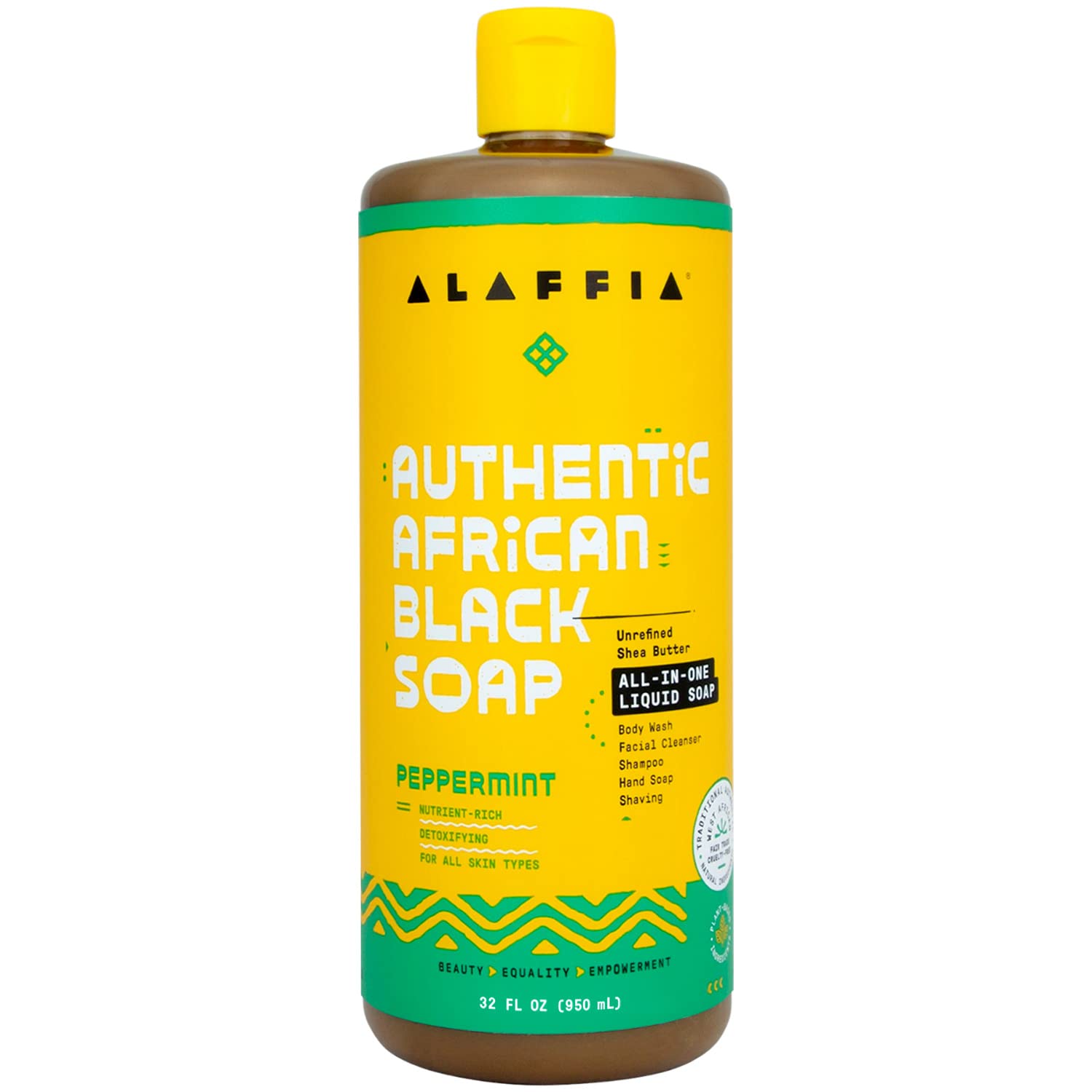 Alaffia - Authentic African Black Soap, Peppermint, 32 Ounces