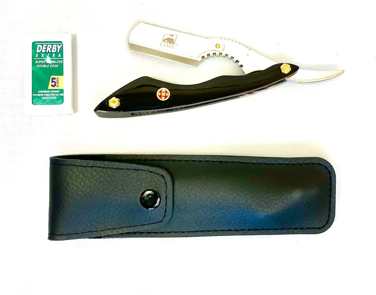 Master Barber Razor Shavette, Black Comes with 5 Pack of Derby Blades