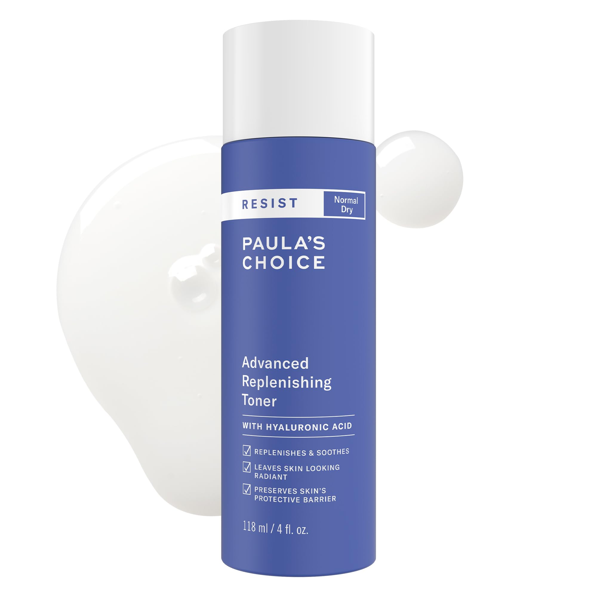 Paula's Choice Resist Advanced Replenishing Toner, Anti-Aging Facial Toner with Hyaluronic Acid, Vitamin C & E, Lightweight Hydration for Dry Skin, Fragrance-Free, 4 Fl Oz