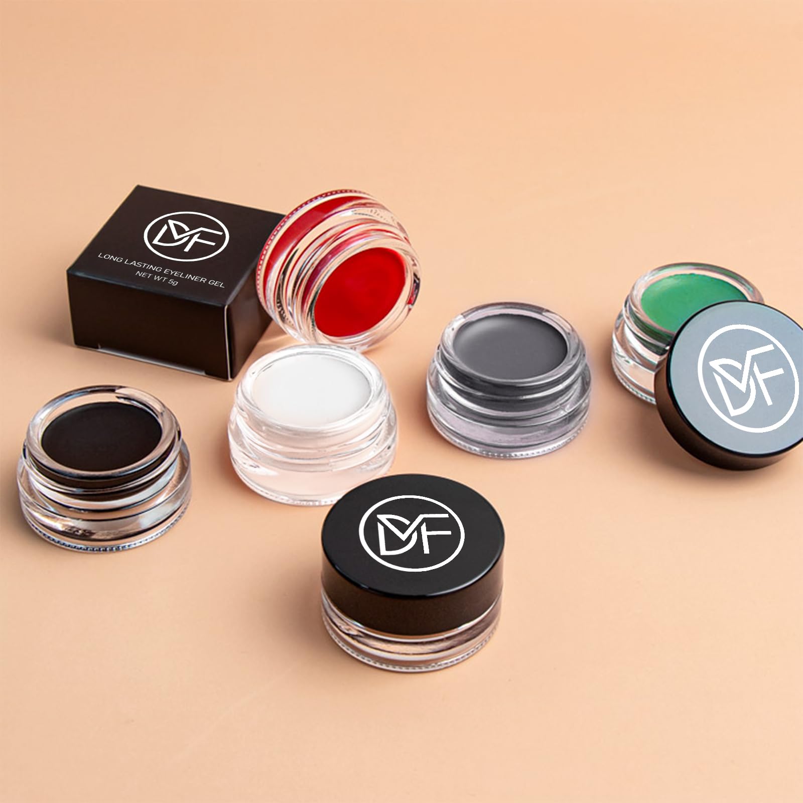 Eyeliner Gel Set,Long Lasting Waterproof Gel Eyeliner,High-Intensity Pigments Smudge-Proof Eye Liner Makeup With 5.51 IN Long Eyeliner Brush Water-Resistant Cream Eyeliner Gel 5G-Black