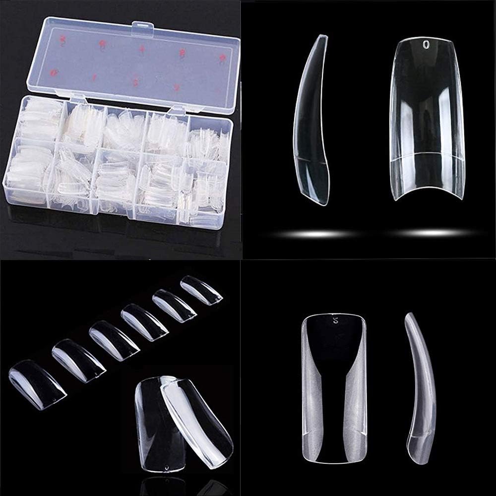 AORAEM 500pcs Lady French Acrylic Style Artificial False Nails Half Tips & Box (Clear) by AORAEM
