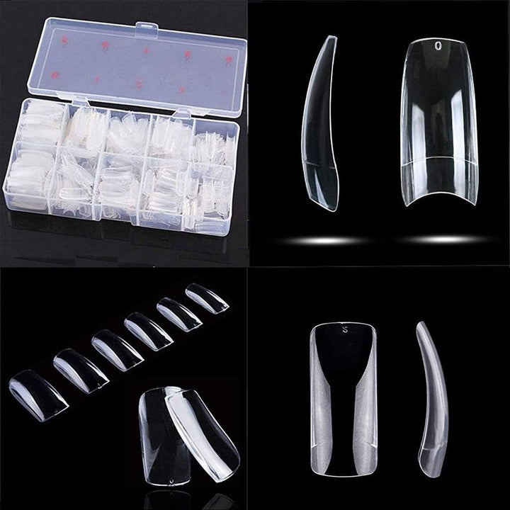 AORAEM 500pcs Lady French Acrylic Style Artificial False Nails Half Tips & Box (Clear) by AORAEM