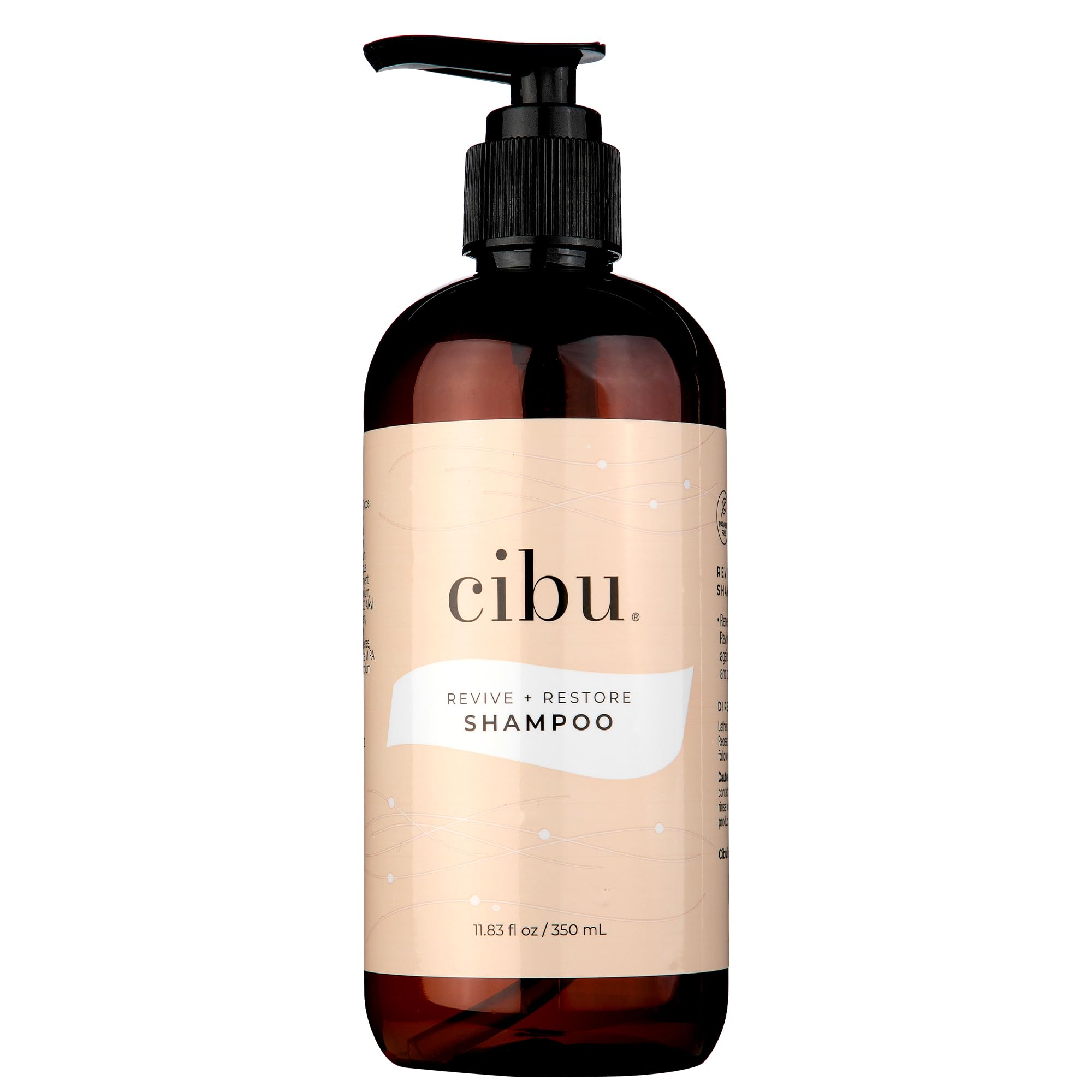 Cibu Revive and Restore Shampoo | Shampoo for Dry Damaged Hair with Oleic Acid, Linoleic Acid, Vitamin E & K | Repairs and Protects Hair from Heat Stressors | Eliminates Split Ends and Frizz | 11.83oz
