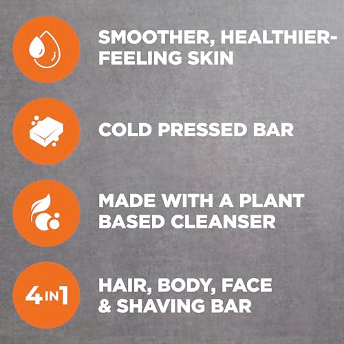 DOVE MEN + CARE Cleansing Bar Soap Blood Orange + Sea Salt 4 Bars to Rebuild Skin in the Shower, a 4in1 Hair, Body, Face & Shaving Bar with Plant-Based Cleanser and Natural Oils 5 oz