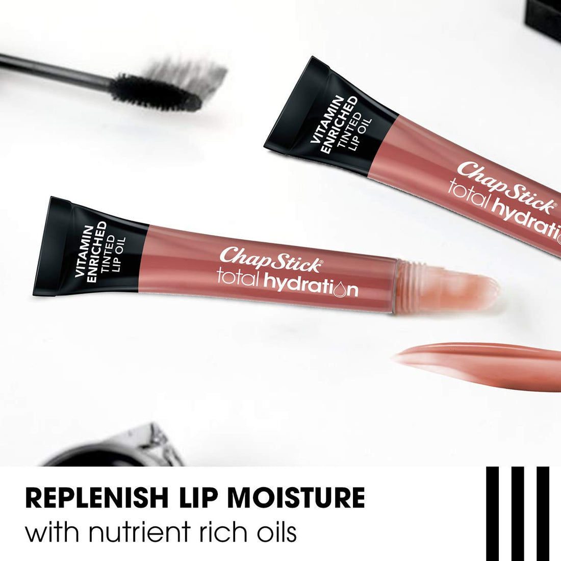 Blushed Bronze: Chapstick Total Hydration Vitamin Enriched Tinted Lip Oil (Blushed Bronze, 1 Tube), Vitamin C, Vitamin E, Contains Omega 3 6 9, 0.24 Ounce