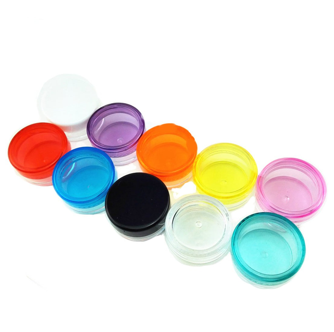 Yueton 10 Empty Clear Boday Multi Color Top Lid Plastic Sample Containers 5 Gram Size Cosmetic Containers Pot Jars Eyshadow Container Lot