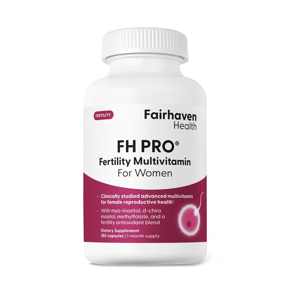 Fairhaven Health FH Pro for Women | Clinically Studied Fertility Supplements for Women | Aids Ovulation, Hormonal Balance, & Regular Cycles* | Conception for Her Fertility Support | 180 Capsules