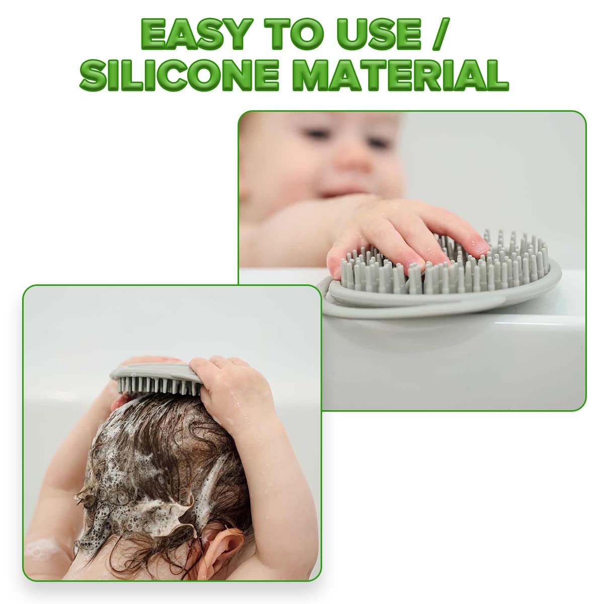 haakaa Silicone Shampoo Brush - Soft Cradle Cap Brush Comb | Hair Scalp Massager, Soft Bristles for Newborns & Toddlers,Ideal Baby Registry Gift - 1pk