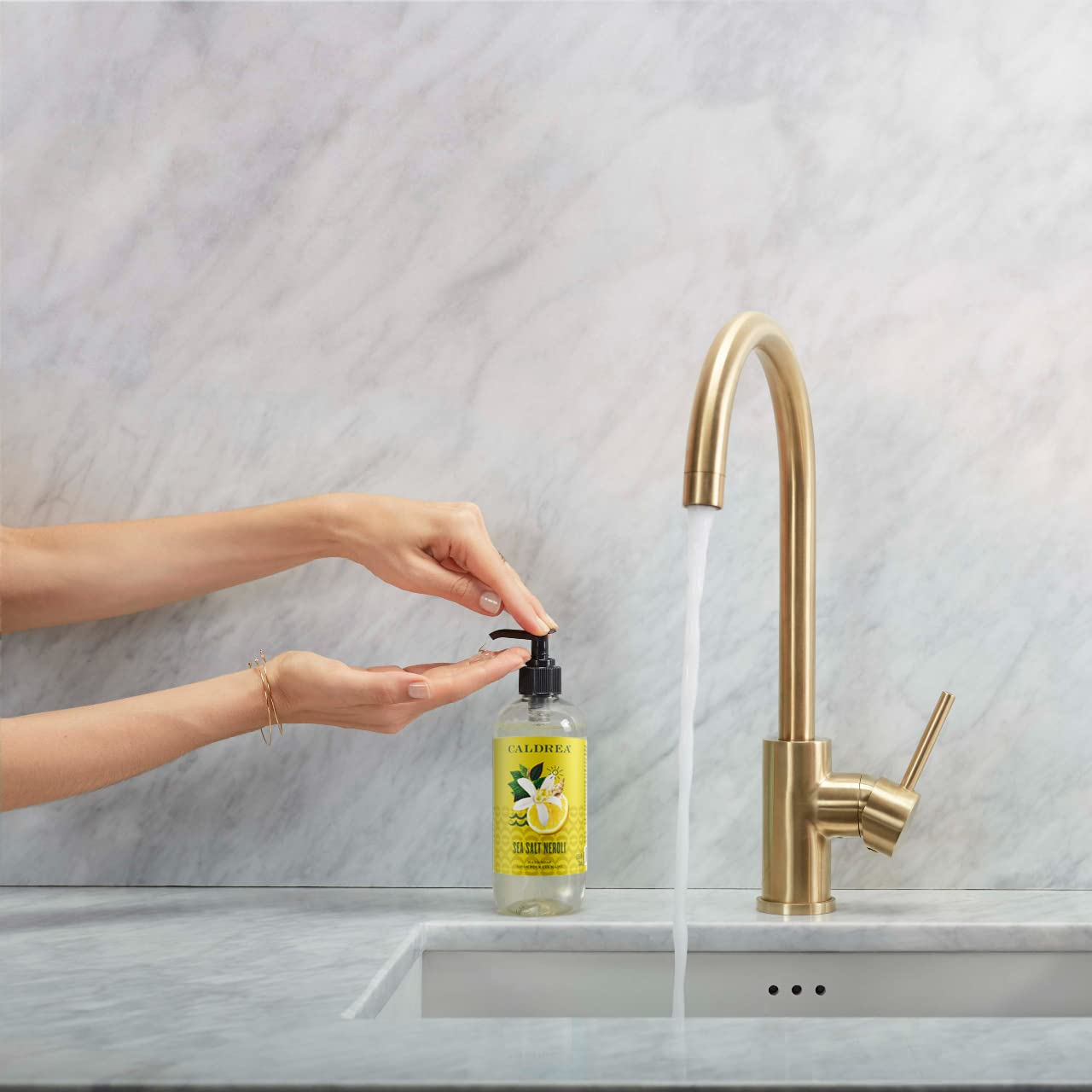 Caldrea Hand Wash Soap, Aloe Vera Gel, Olive Oil and Essential Oils to Cleanse and Condition, Sea Salt Neroli Scent, 10.8 oz (Packaging May Vary)