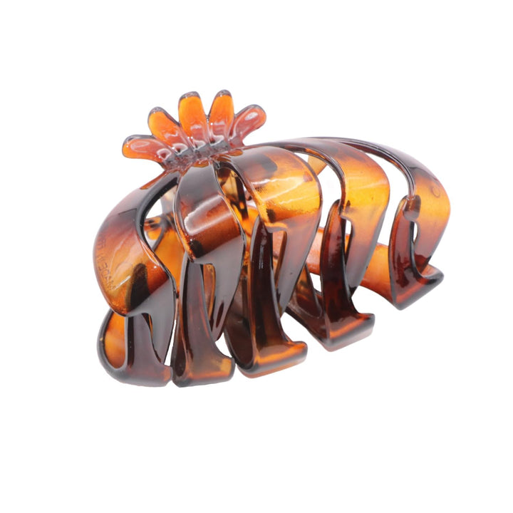 Parcelona French Fleur Large Wide Inside Teeth Celluloid Tortoise Shell Jaw Hair Claw Clip Clutcher Clamp