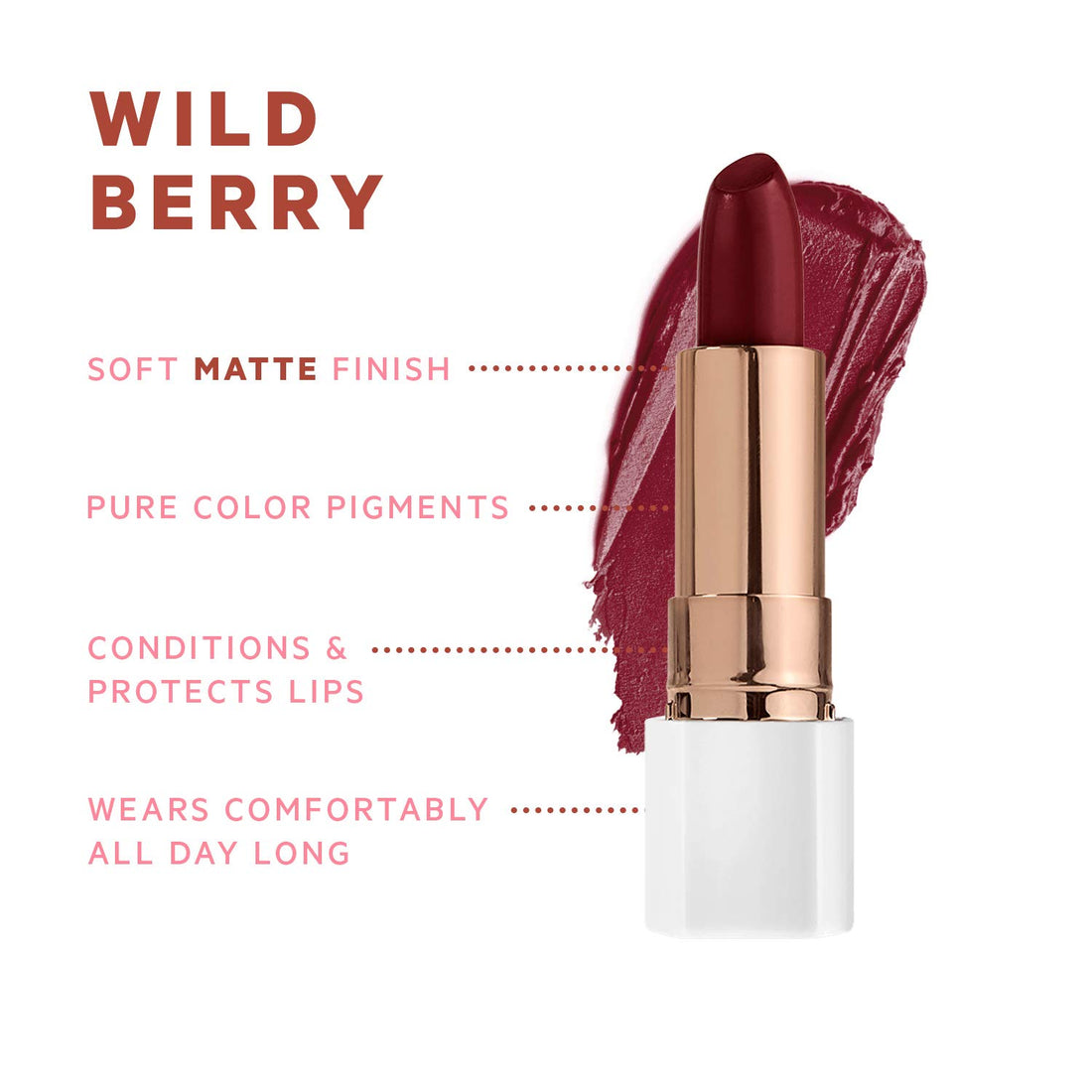 Flower Beauty Petal Pout Lip Color Lipstick Wild Berry Matte #125