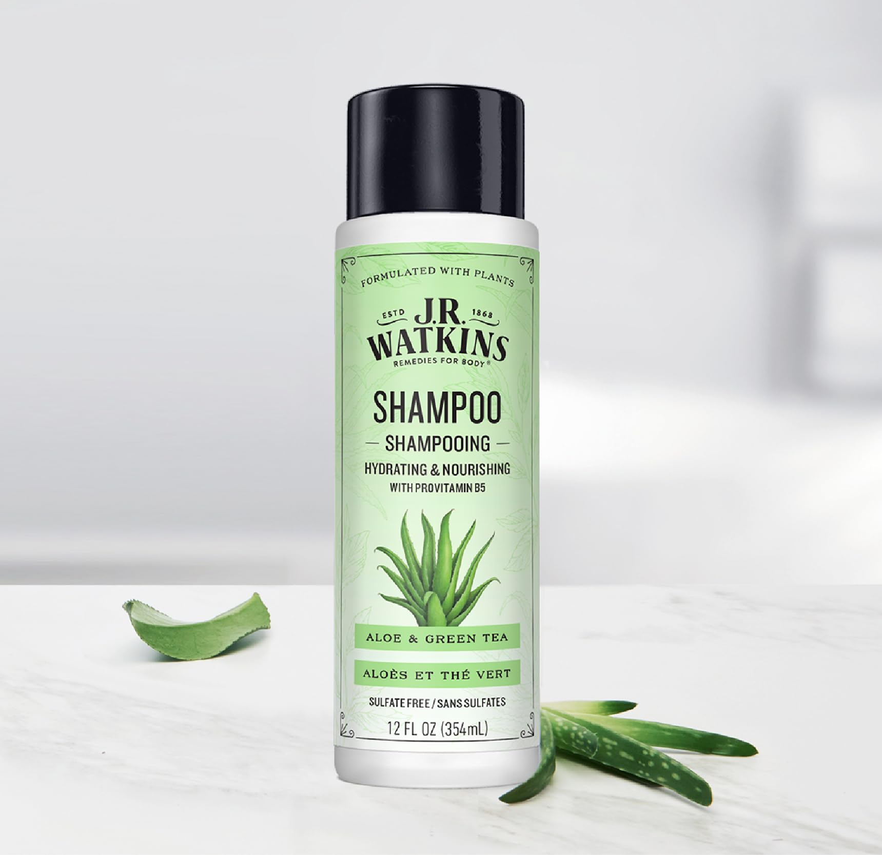 J.R. Watkins Daily Hydration Shampoo, Aloe & Green Tea - 12 fl oz (Pack of 2)