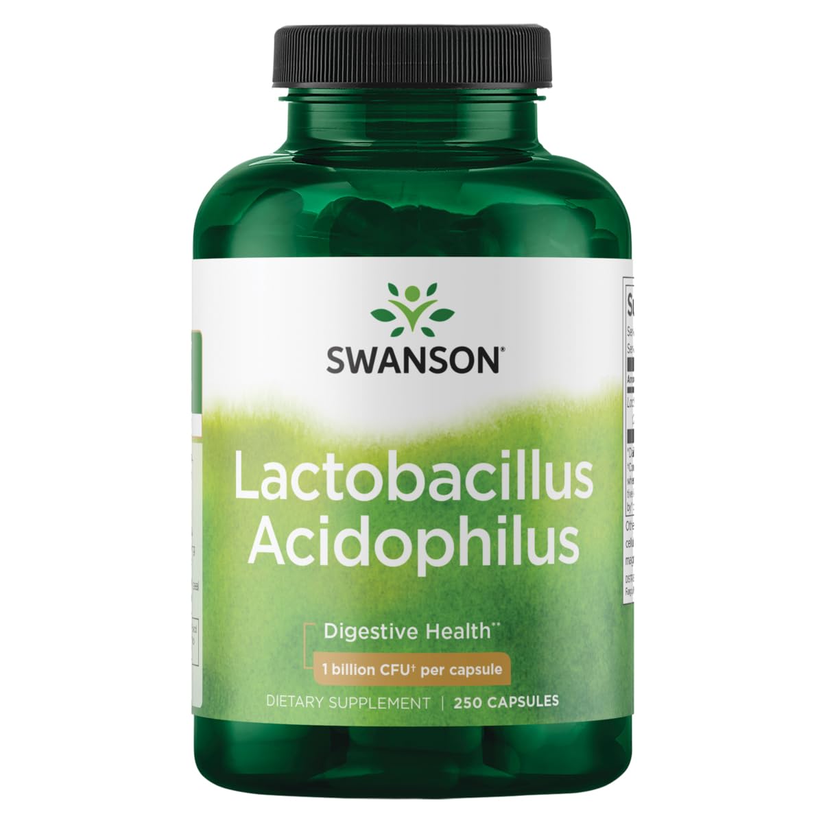 Swanson Lactobacillus Acidophilus - Probiotic Supplement Supporting Digestive Health with 1 Billion CFU Per Capsule - Promotes Bowel and GI Tract Health - (250 Capsules)