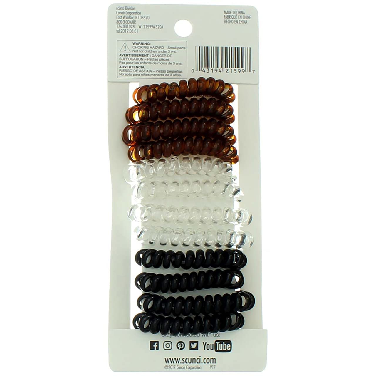 Scunci, Dent-Free Hold Spirals, Wristie + Hair Tie, 12 Pieces