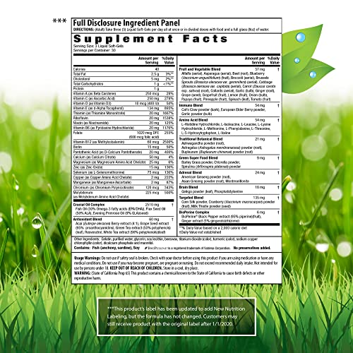 Irwin Naturals Women's Living Green Liquid-Gel Multi Vitamin - 90 Liquid Softgels - 70 Essential Nutrients, Full-Spectrum Vitamins, Wholefood Blend - Targeted Adrenal & Brain Support-30 Total Servings