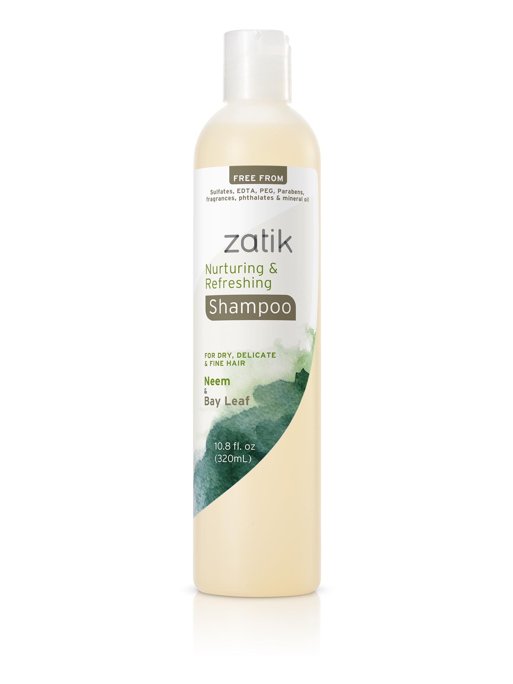 Zatik Naturals - Nurturing and Refreshing Shampoo + Conditioner Set, with Neem & Bay Leaf for Dry, Fine, Delicate Hair - Biodegradable, pH Balanced, Free From sulfates, phthalates. 10.8oz(One of Each)