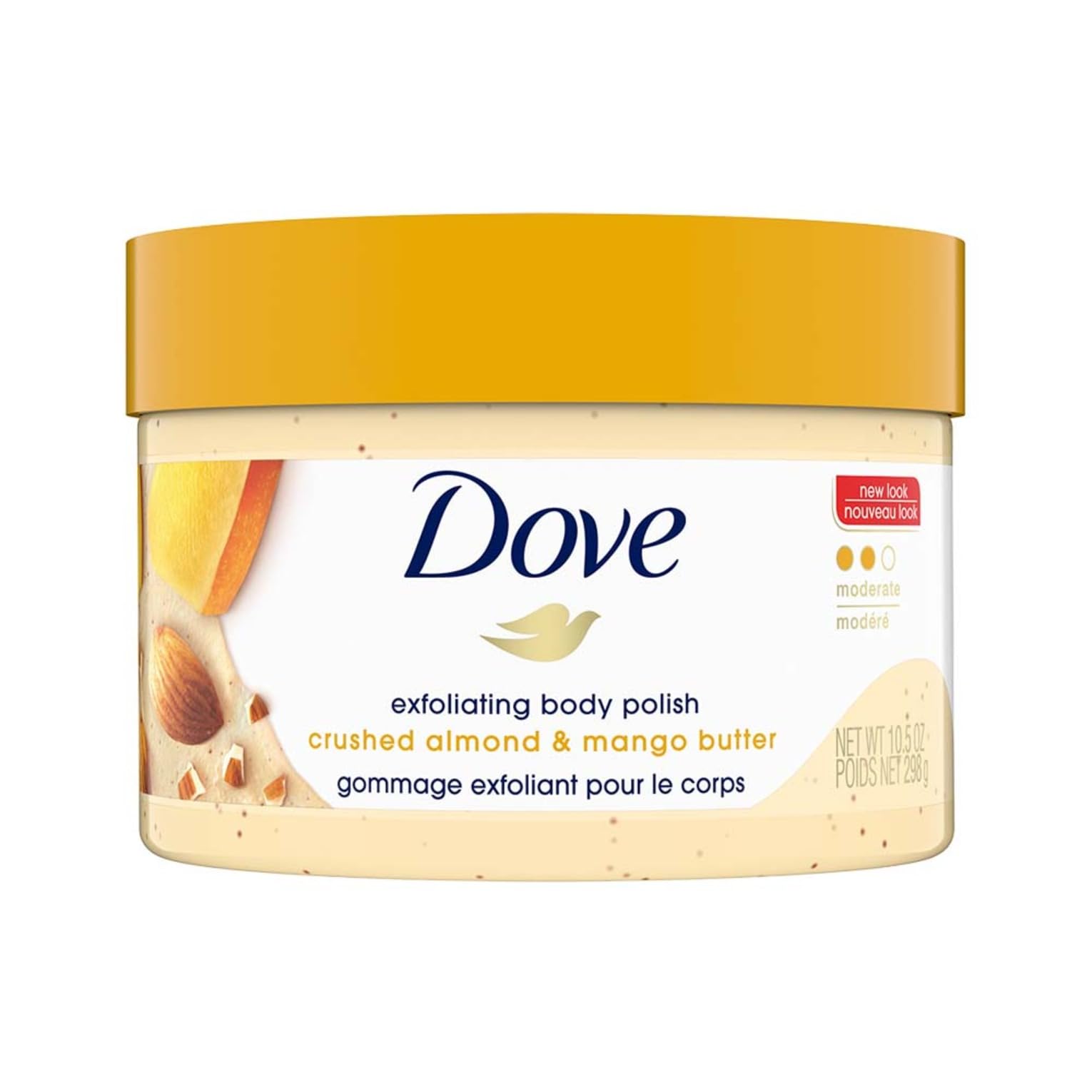 Dove Scrub Crushed Almond & Mango Butter For Silky Smooth Skin Body Scrub Exfoliates & Restores Skin's Natural Nutrients 10.5 oz