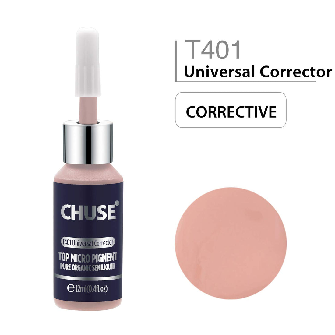 CHUSE T401, 12ml, Universal Corrector, Passed SGS, DermaTest Top Micro Pigment Cosmetic Color Permanent Makeup Tattoo Ink
