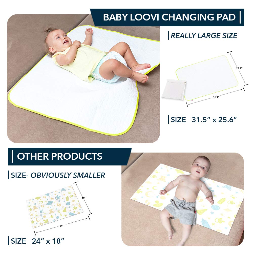 Portable Changing Pad - Waterproof Baby Changing Mat - Large Size 25.5”x31.5”- Foldable Wipeable Diaper Changing Pad - Change Diaper in Any Places On The Go for Boys & Girls - Storage Bag
