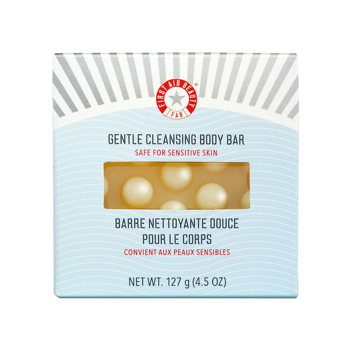 First Aid Beauty - Gentle Cleansing Bar, Luxurious Soap Bar, Body Wash with Squalane, Allantoin, and Shea Butter for Smooth, Clean Skin, Fragrance-Free, Safe for Sensitive Skin, 4.5 oz