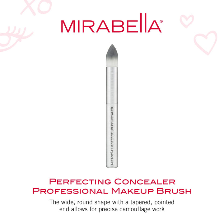 Mirabella Perfecting Concealer Brush - Professional & Premium Makeup Beauty Brushes - Natural & Cruelty-Free Synthetic Bristles, Hand-Sculpted Brushed Aluminum Luxury Cosmetic Make Up Brush
