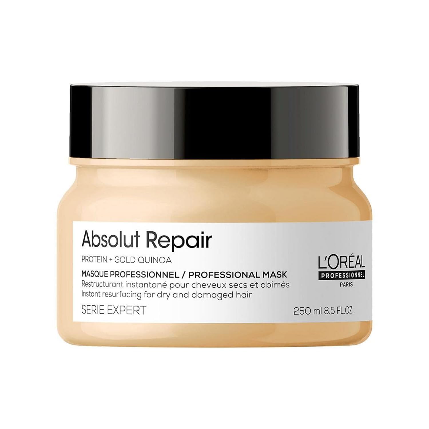 L'OREAL PROFESSIONNEL PARIS Absolut Repair Hair Mask – Nourishing Protein Treatment, Repairs and Softens Medium to Thick Dry, Damaged Hair, Adds Shine