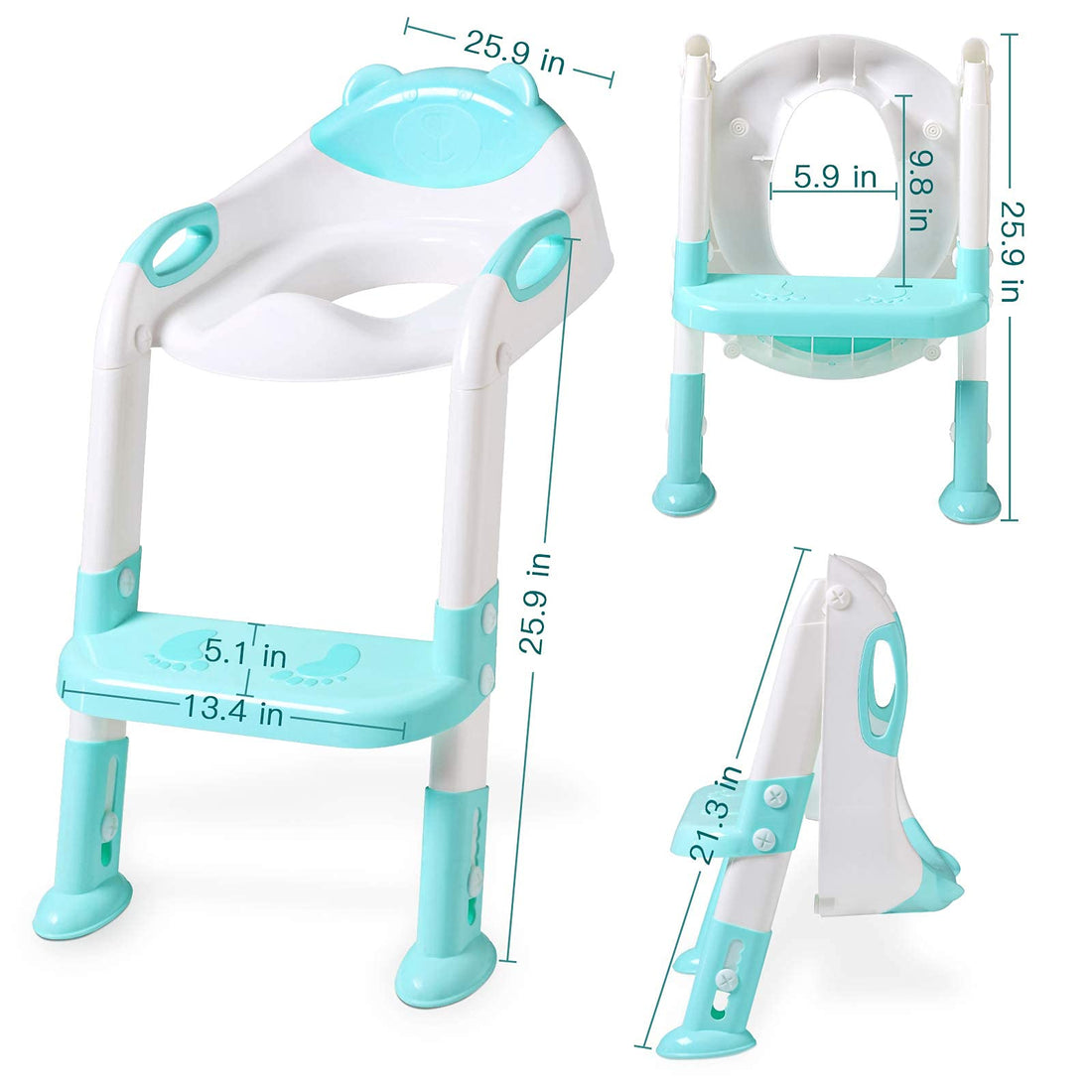 Potty Training Seat with Step Stool Ladder, SKYROKU Potty Training Toilet for Kids Boys Girls Toddlers - Comfortable Safe Potty Seat with Anti-Slip Pads Ladder Blue