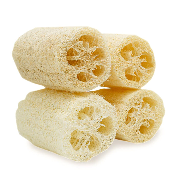 pisdoplop 4 Natural Loofah Exfoliating Body Sponge Scrubber for Skin Care in Bath Spa Shower Pack of 4
