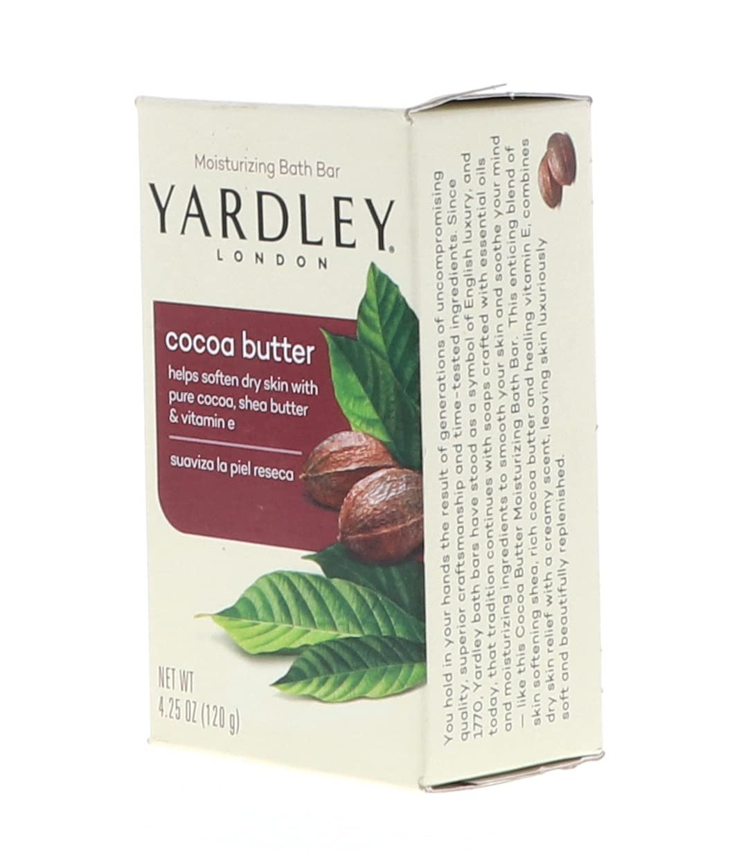 Yardley London Pure Cocoa Butter & Vitamin E Bar Soap, 4.25 Ounces /120 G (Pack of 6)