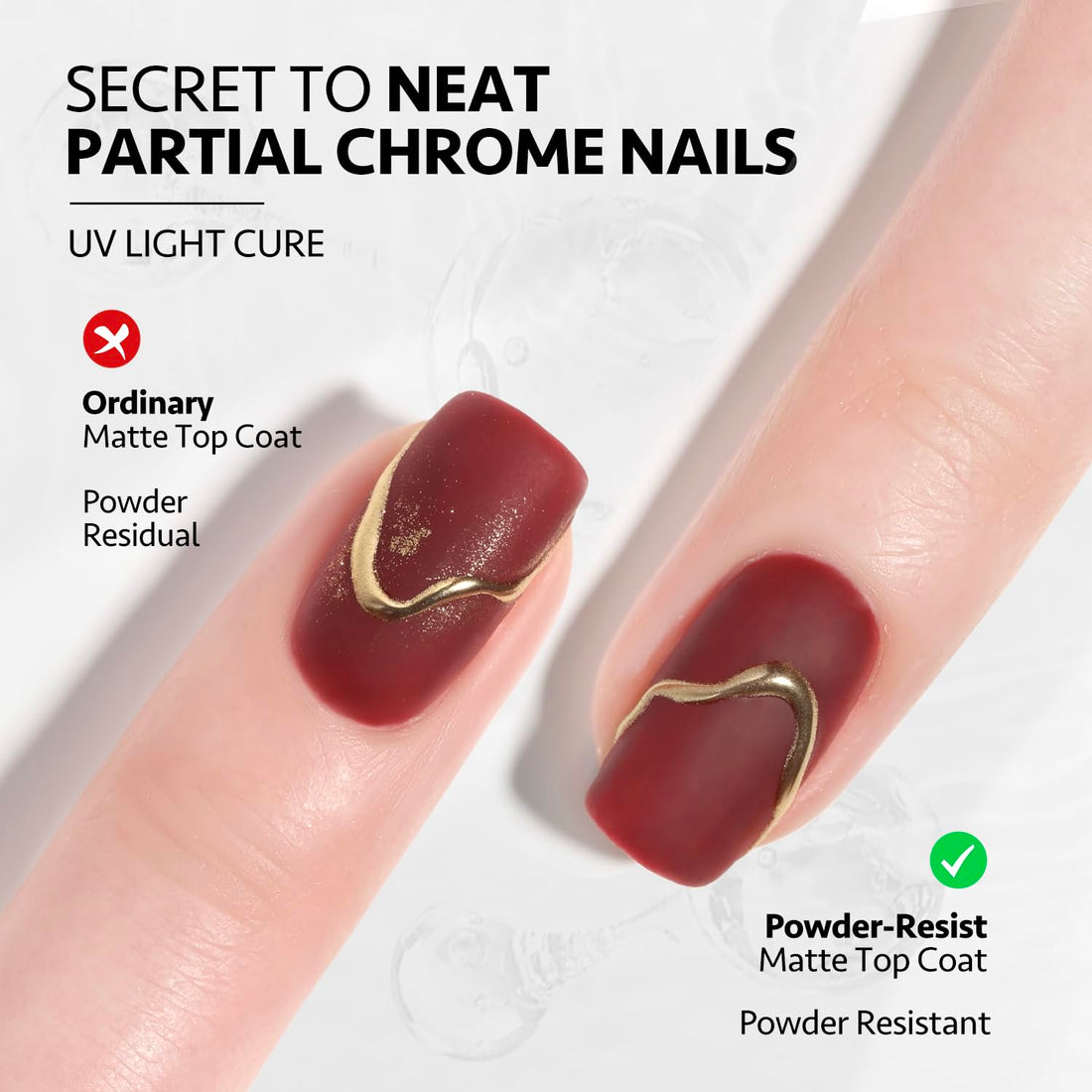 GAOY Matte Gel Top Coat, 16ml Powder-Resist Matte Finish for Detail Chrome Powder Painting Long Lasting UV Gel Nail Art DIY