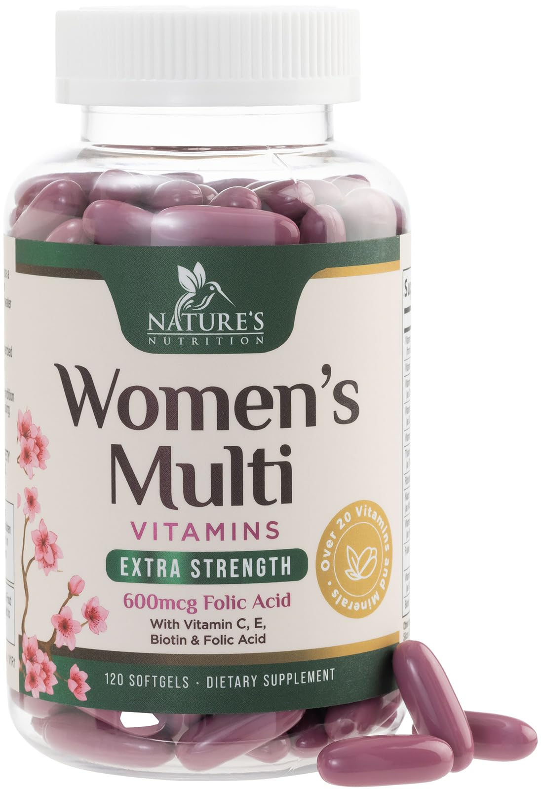 Multivitamin for Women with Iron, Calcium, Zinc, Vitamin A, C, D, E, & B Vitamins for Bone, Skin & Immune Health Support, Nature's Daily Womens Multivitamins for Women's Energy & Health, 120 Softgels