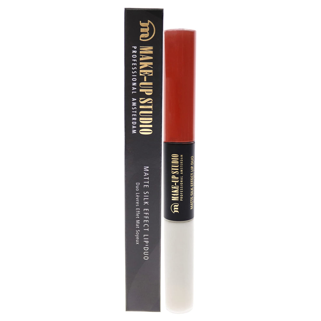 Make-Up Studio Professional Make-Up Matte Silk Effect Lip Duo - Highly Pigmented Formula - Matte Finish - Double-Sided Lipstick With Base Coat - Long-Lasting Results - Charming Coral - 2 X 0.1 Oz