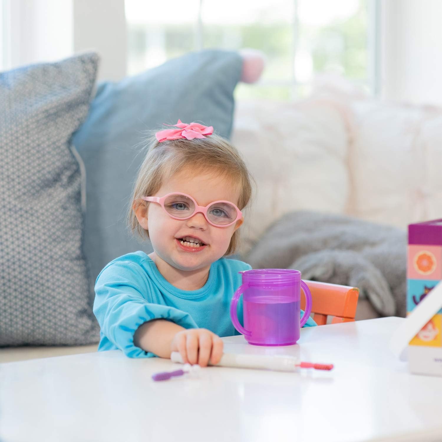 TalkTools Recessed Lid Cup with Handles - 2 Lids Included for Cup or Straw Drinking - Speech Therapy Tool