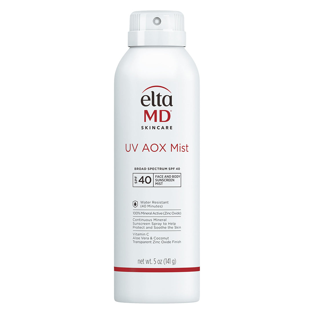 EltaMD UV AOX Mist Mineral Sunscreen Spray, SPF 40 Spray Sunscreen for Face and Body, Zinc Oxide Formula with Antioxidants, 5 oz Bottle