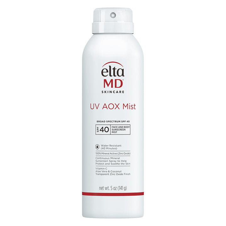 EltaMD UV AOX Mist Mineral Sunscreen Spray, SPF 40 Spray Sunscreen for Face and Body, Zinc Oxide Formula with Antioxidants, 5 oz Bottle