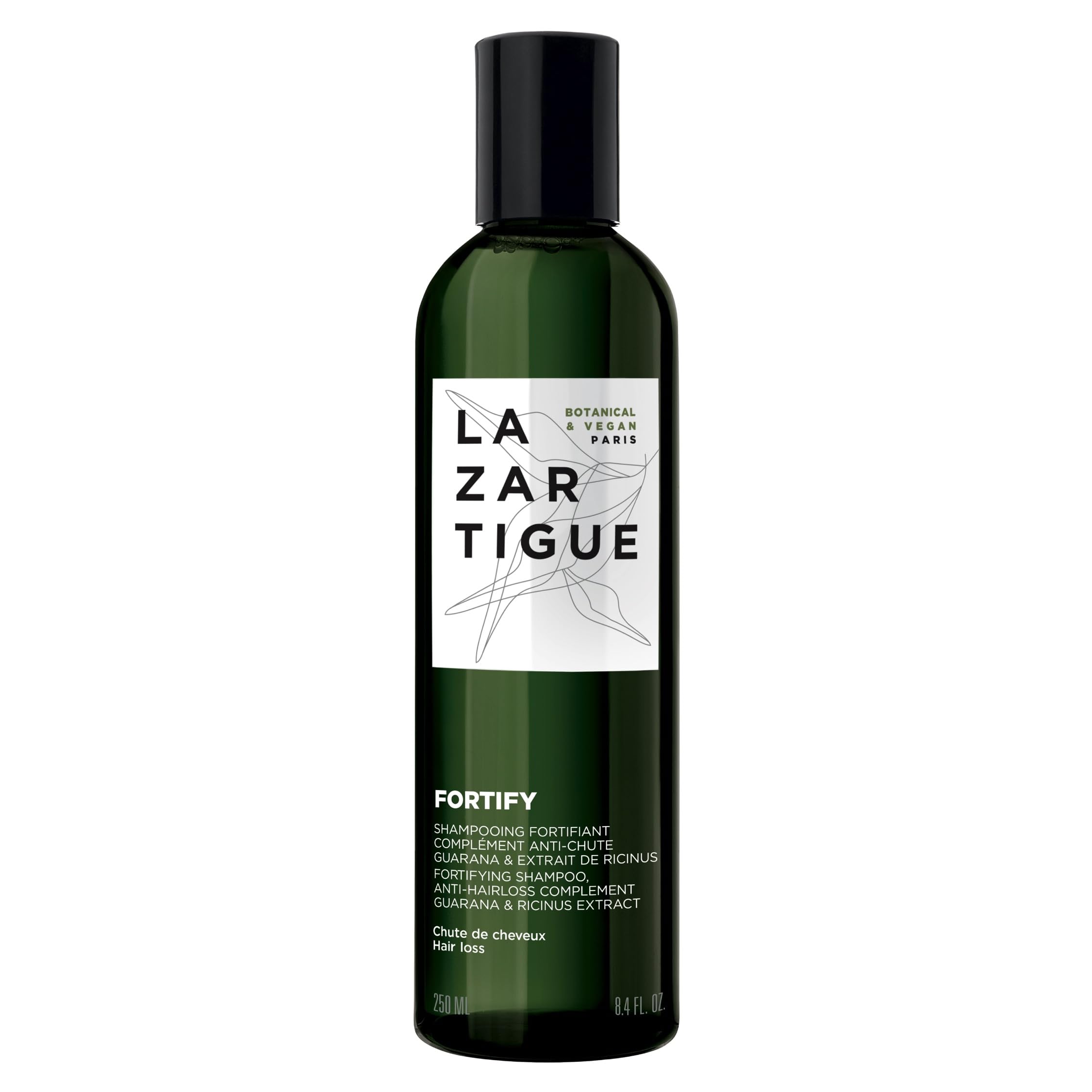 Lazartigue Fortify Densifying Shampoo, Enriched with Guarana and Ricinus, Strengthens Fragile Hair, Stronger Appearance, Perfect for Everyday Usage, Vegan, Lemon, 8.4 Oz