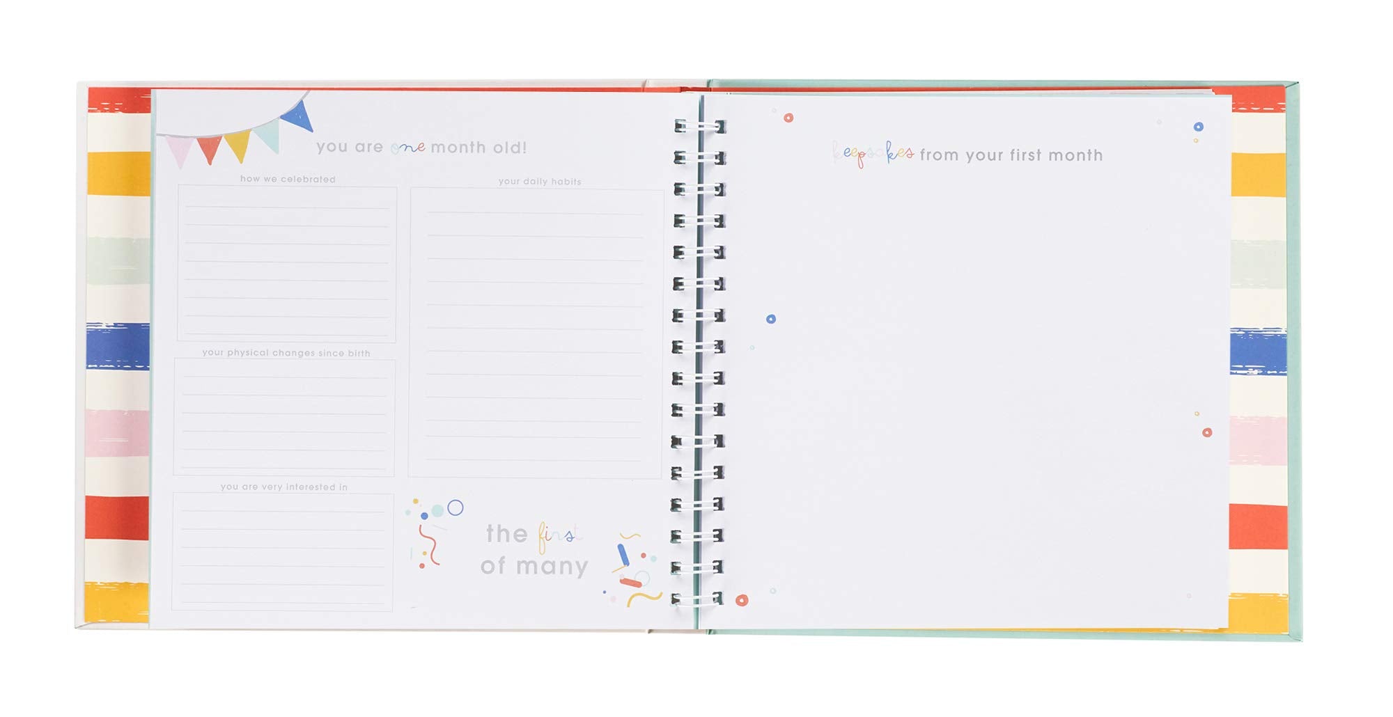 C.R. Gibson Rainbow ''A Book of Baby's Firsts'' Baby First Year Memory Book with Ink Pad, 36 Pages, 9.5'' x 9''