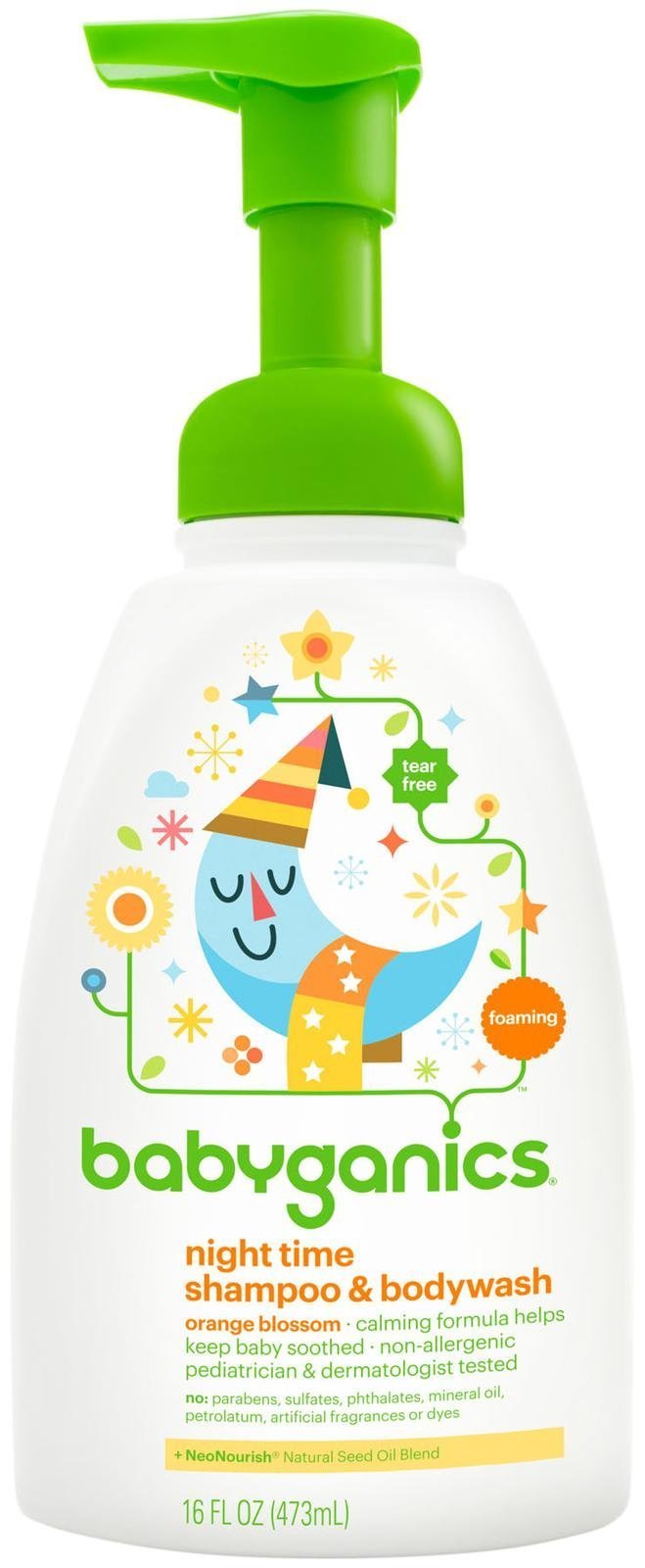 BabyGanics Foamin' Fun Night Time Shampoo & Bodywash, Natural Orange Blossom-16oz